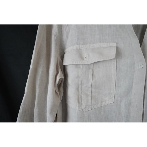 Standard James Perse Womens 100 % Linen Button Up Shirt Oatmeal Beige Size 4 - Picture 4 of 12